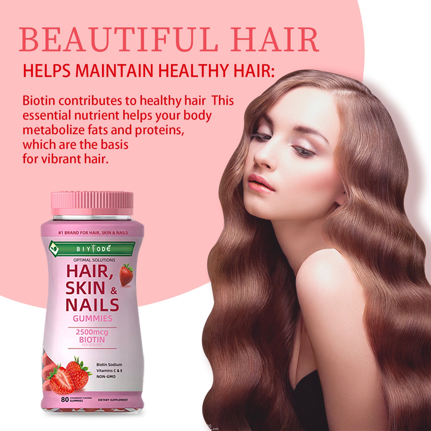 BIYODE Hair Skin Nails Gummies 80 Gomitas Originales