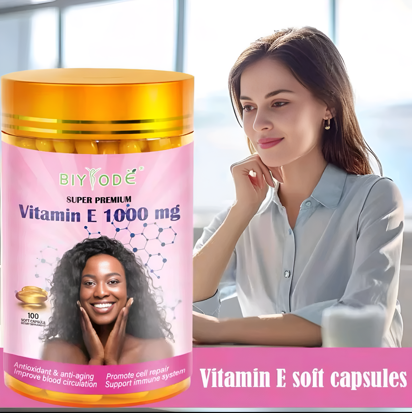 BIYODE Vitamin E (1000mg) | For Skin, Immunity, Eyes, Heart, and Antioxidant Protection