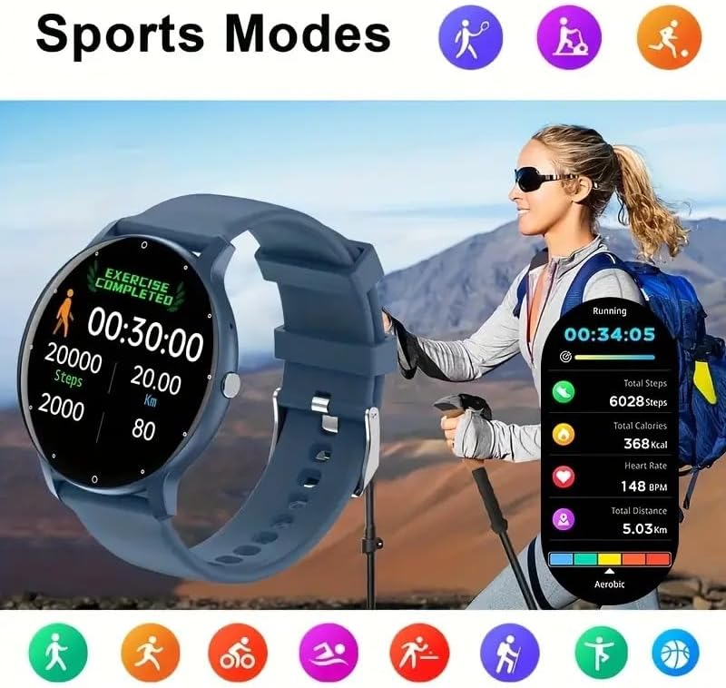 TOXIYA Smart Watch,Fitness Tracker Watche, IP67 Waterproof HD Touch Screen Smartwatch for Android/iOS Phones, 24 Sports, Activity Tracker with Sleep/Heart Rate Monitor, Pedometer, Stopwatch (Pink)
