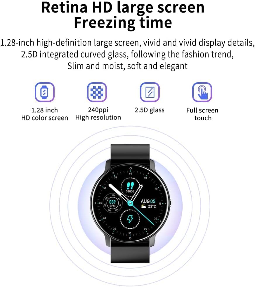 TOXIYA Smart Watch,Fitness Tracker Watche, IP67 Waterproof HD Touch Screen Smartwatch for Android/iOS Phones, 24 Sports, Activity Tracker with Sleep/Heart Rate Monitor, Pedometer, Stopwatch (Pink)