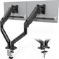 TOXIYA Monitor Stand, Adjustable Dual Monitor Desk Mount for 13-32 Inch Screens, Full Motion VESA Mount with C Clamp, Grommet Base, Tilt, Swivel, Rotation