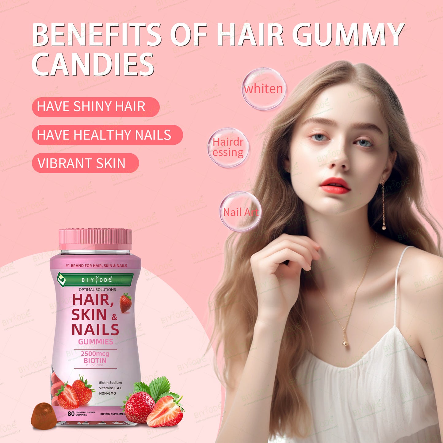 BIYODE Hair Skin Nails Gummies 80 Gomitas Originales