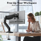 TOXIYA Monitor Stand, Adjustable Dual Monitor Desk Mount for 13-32 Inch Screens, Full Motion VESA Mount with C Clamp, Grommet Base, Tilt, Swivel, Rotation