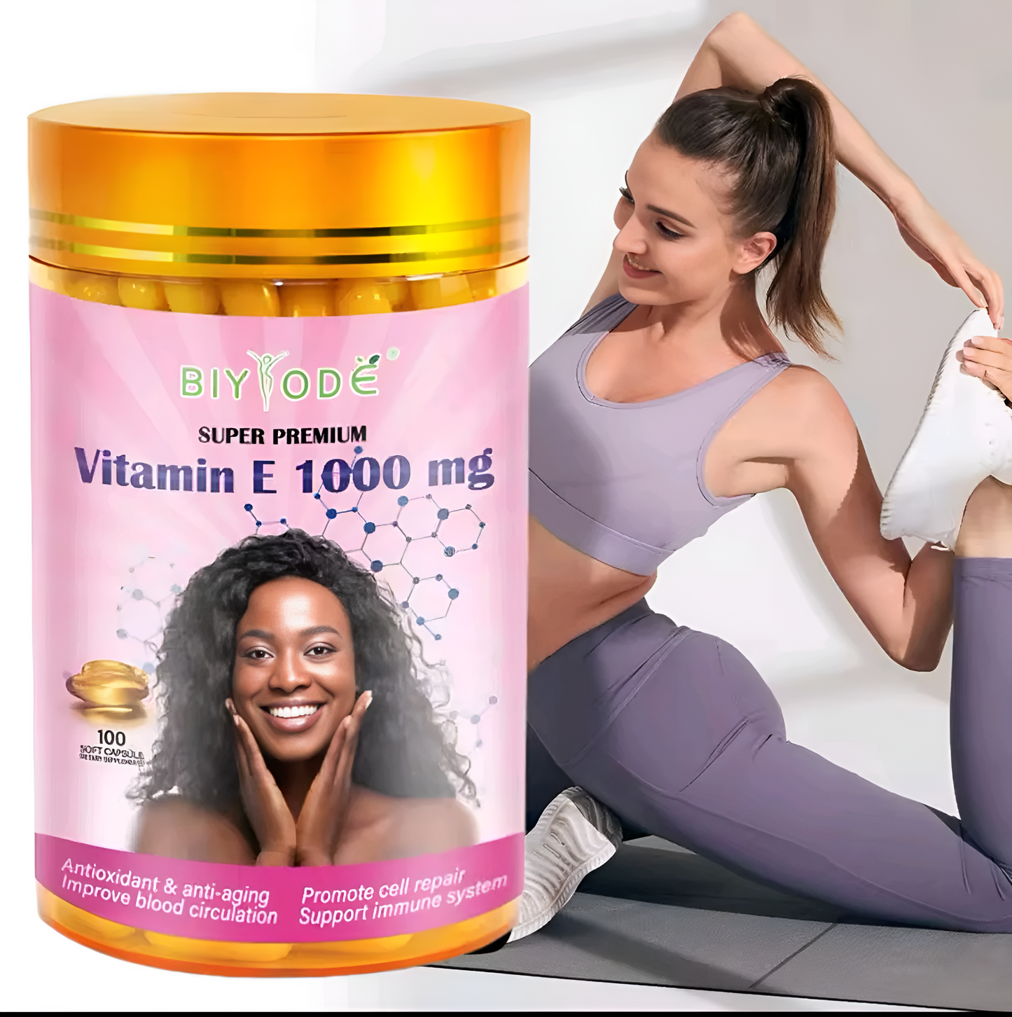 BIYODE Vitamin E (1000mg) | For Skin, Immunity, Eyes, Heart, and Antioxidant Protection
