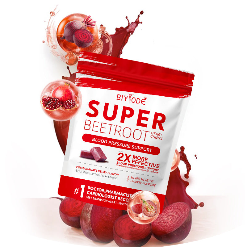 BIYODE SuperBeets Heart Chews | Grape Seed Extract and Non-GMO Beet Powder