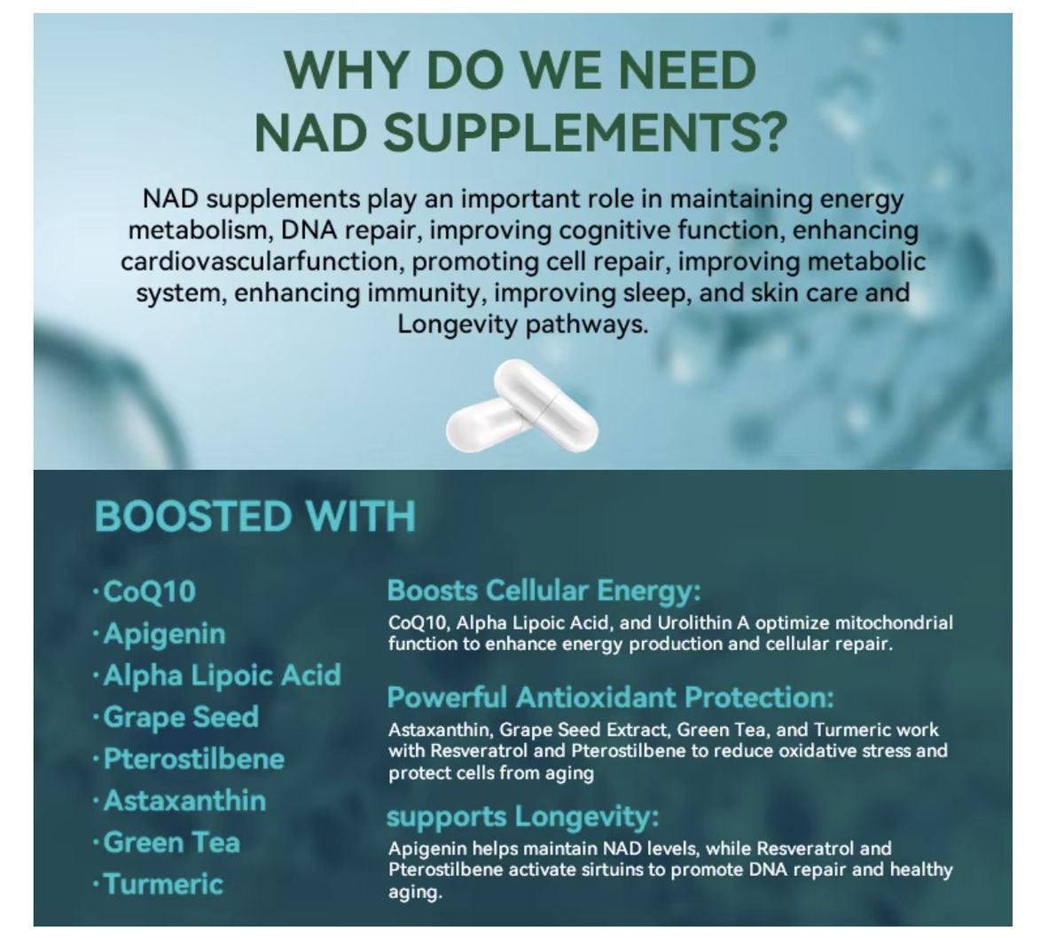 LIFEWORTH NAD+ 1000 mg - NAD+ & Resveratrol Formula, NMN Alternative for Anti-Aging, Cellular Energy & Repair | Supports Metabolism, Brain Function & Antioxidant Defense for Men & Women