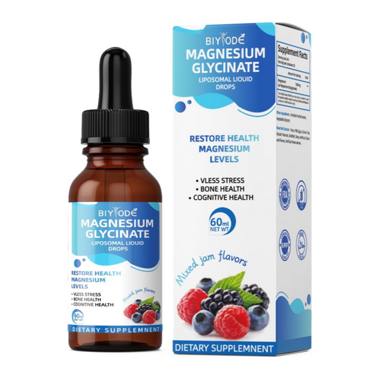 BIYODE Magnesium Glycinate Liquid Drops 60ml – 1500mg for Wellness, Calmness and Bone/Cognitive Support – Vegan, Non-GMO, Mixed Fruit Jam Flavor