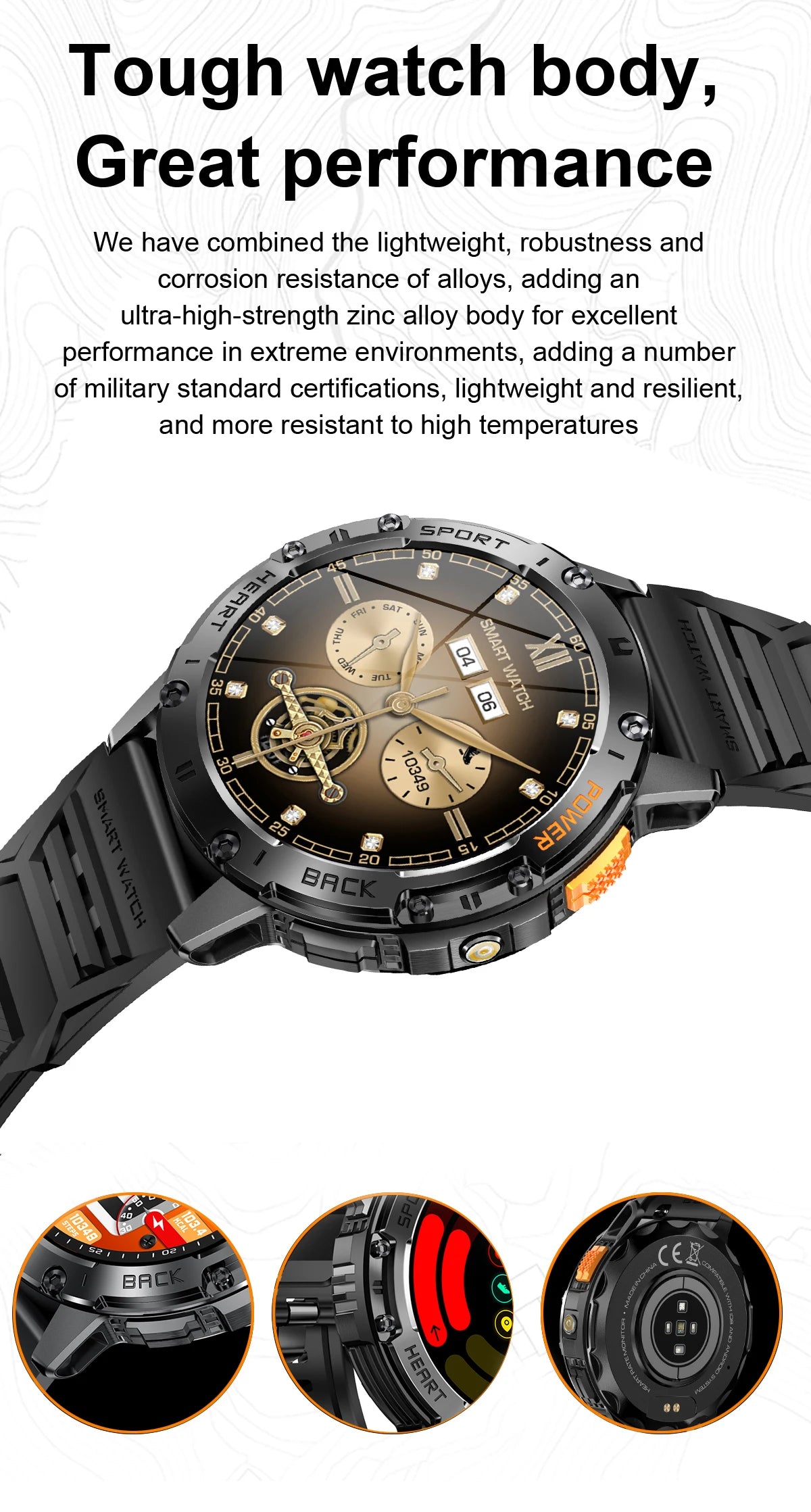 TOXIYA Military 1.43 inch Smart Watch (Answer/Dial Calls)100+Sports Modes,5ATM Waterproof Fitness Watch with Flashlight,Heart Rate,SpO2,Blood Pressure for Android/iOS