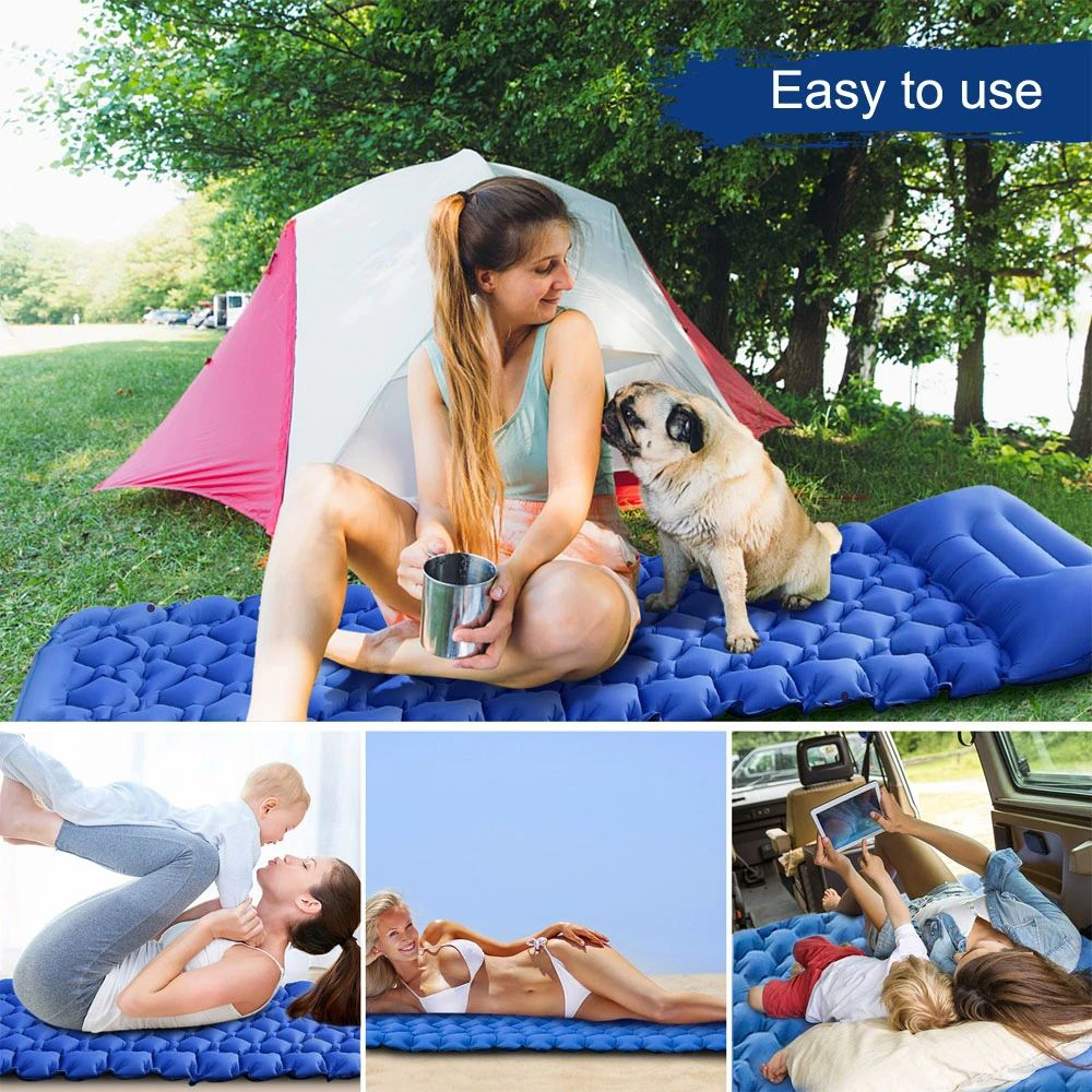 Inflatable Sleeping Pad Camping Mat with Pillow