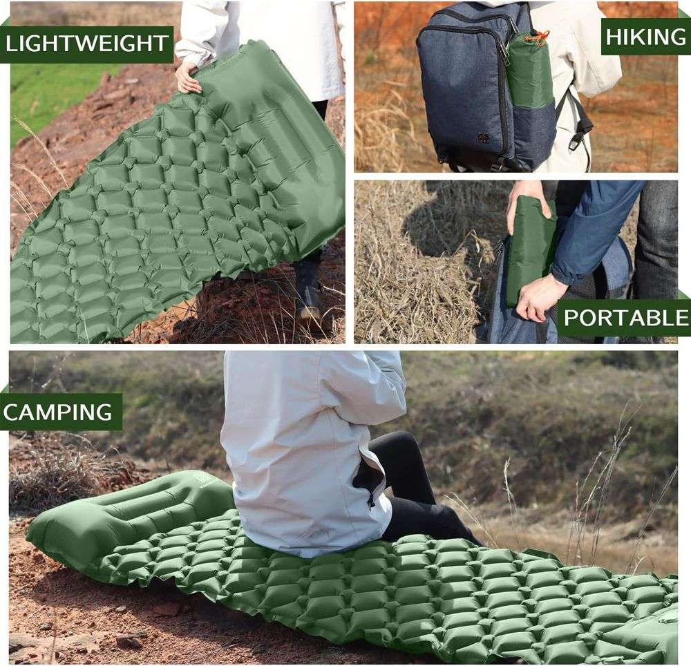 Inflatable Sleeping Pad Camping Mat with Pillow