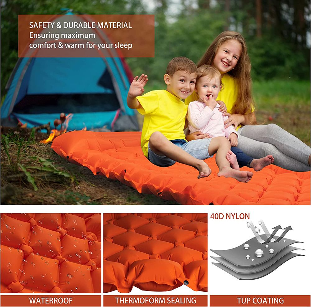 Inflatable Sleeping Pad Camping Mat with Pillow