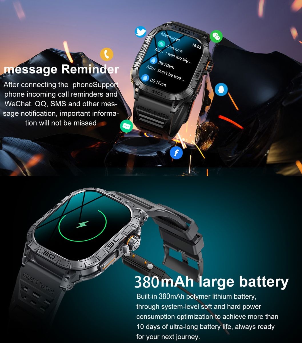 TOXIYA  Smart watch for Android iPhone Multiple Sports Modes