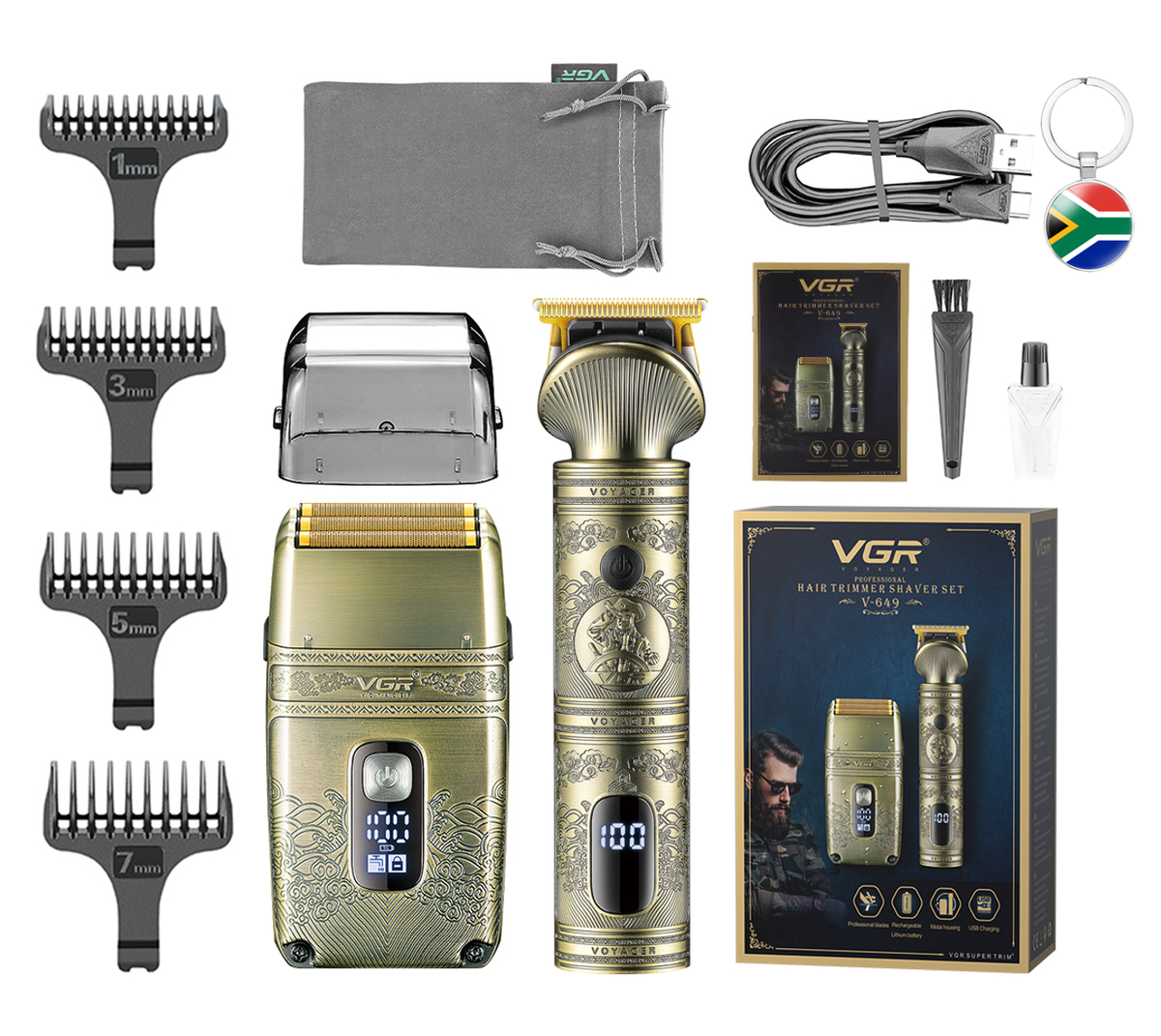 VGR Professional Hair Trimmer and Shaver Grooming Set with IPX 6 & Key Ring