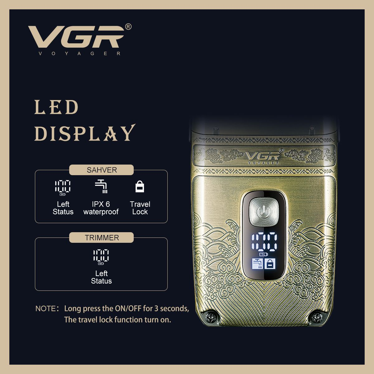 VGR Professional Hair Trimmer and Shaver Grooming Set with IPX 6 & Key Ring