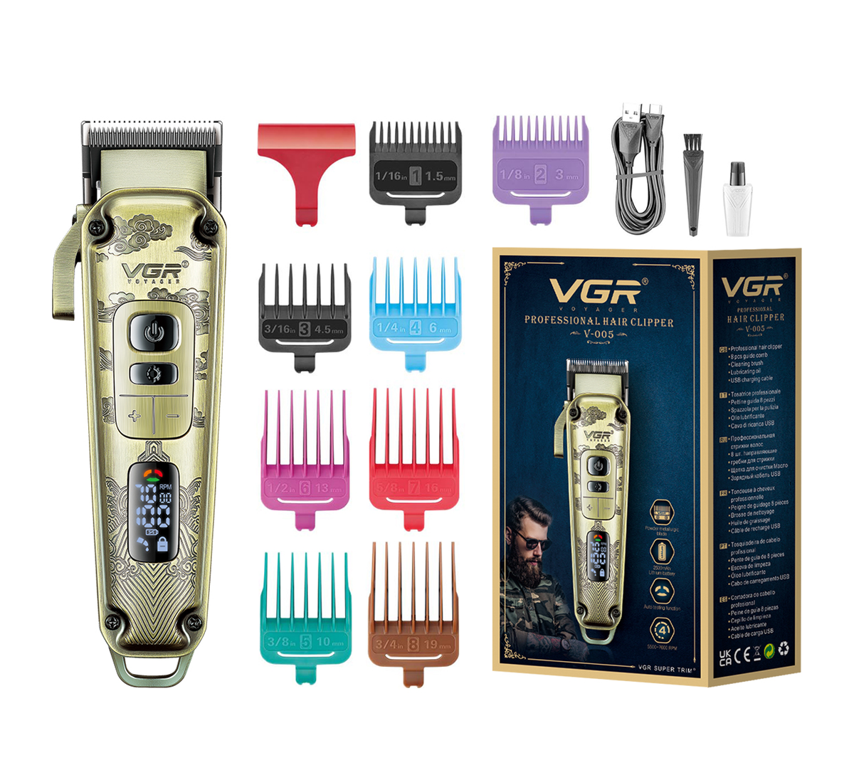 VGR Upgraded 4-Speeds Professional Hair Clipper 7000 RPM