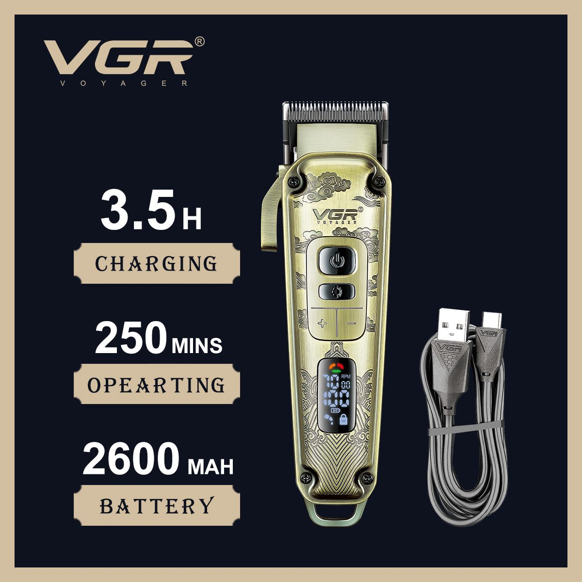 VGR Upgraded 4-Speeds Professional Hair Clipper 7000 RPM