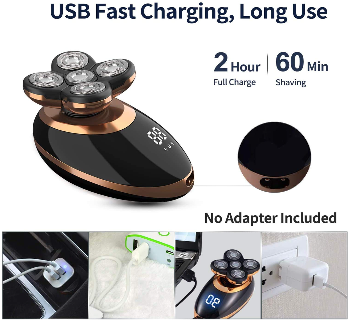 VGR Upgraded 5-in-1 Electric Shaver Hair Clipper Nose Trimmer Grooming Kit