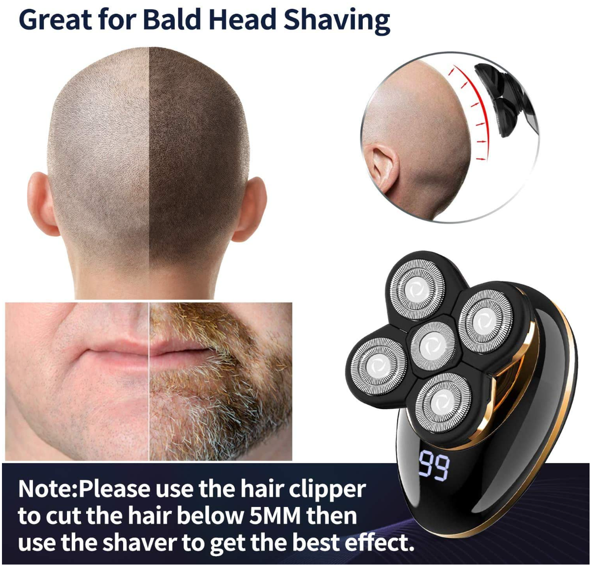 VGR Upgraded 5-in-1 Electric Shaver Hair Clipper Nose Trimmer Grooming Kit