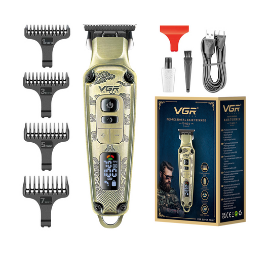 VGR Upgraded 4-Speeds Professional Hair Trimmer with LED Display - 7000 PRM