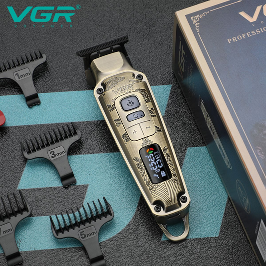 VGR Upgraded 4-Speeds Professional Hair Trimmer with LED Display - 7000 PRM