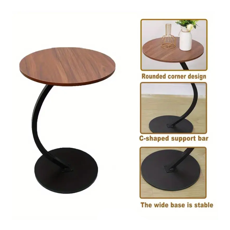 TOXIYA Stable Wooden C-Shape Frame Coffee Table
