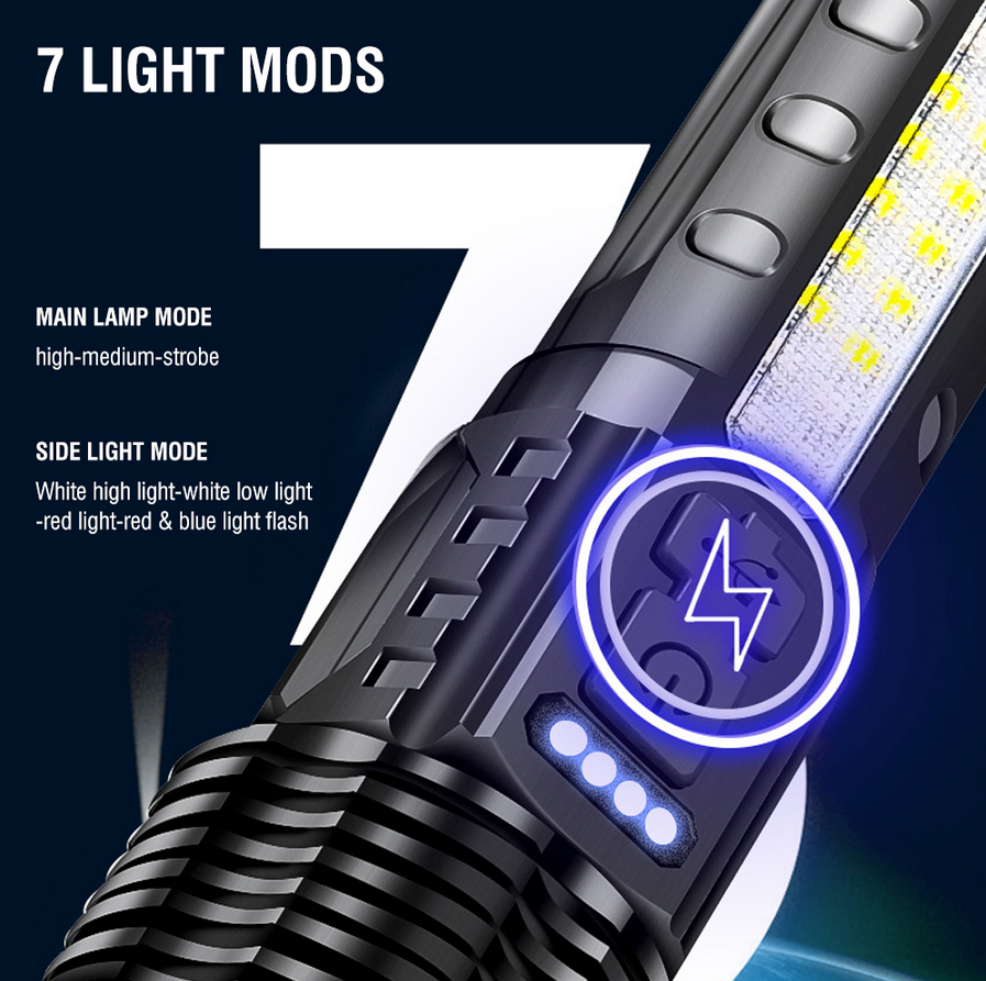Rechargeable Torch - 20000 Lumen High Power Gift for Men