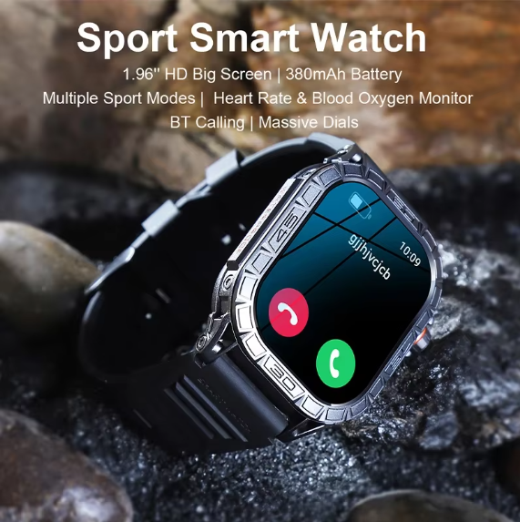 TOXIYA Rugged Military Smartwatch Android/iPhone Fitness Tracker