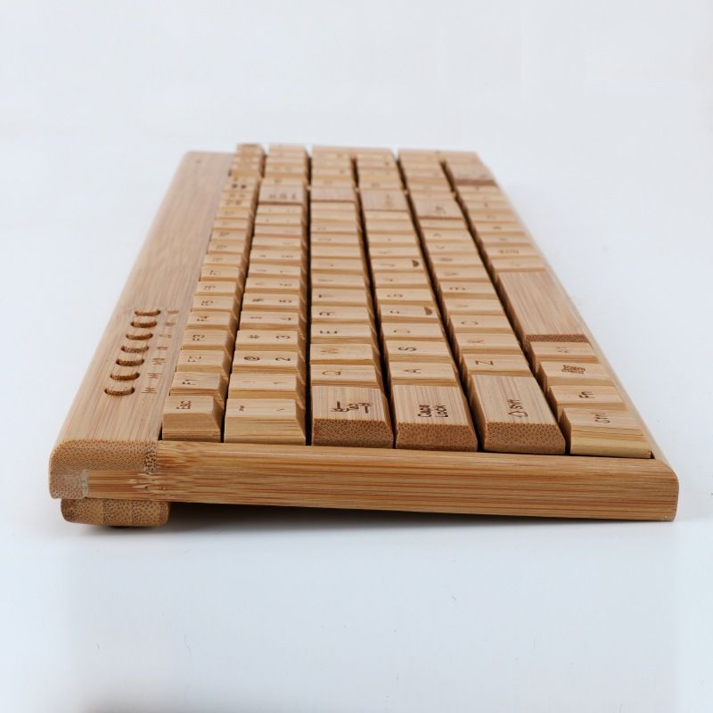 Bamboomill Handcrafted Bamboo Wireless Keyboard & Mouse Set