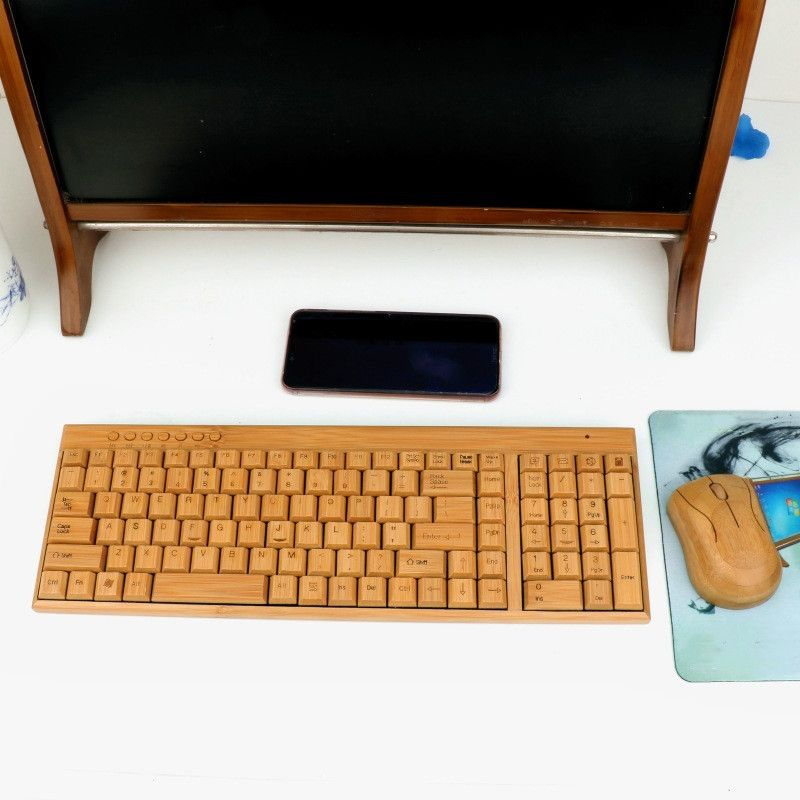 Bamboomill Handcrafted Bamboo Wireless Keyboard & Mouse Set