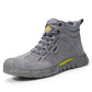 GUYISA Men's steel toe work shoes, anti-smash comfortable high-top wear-resistant safety shoes