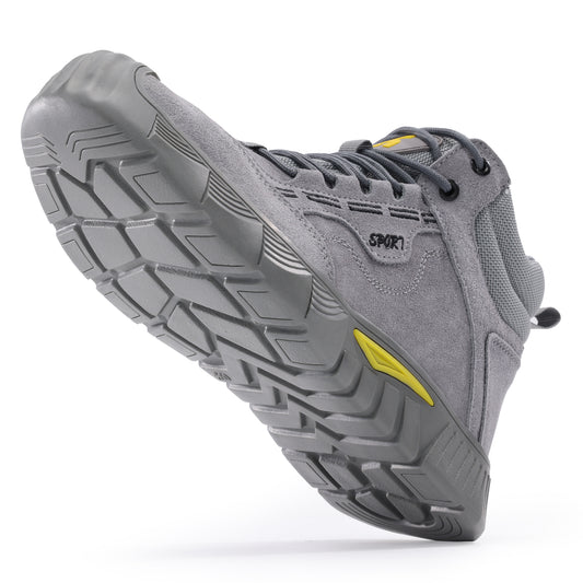 GUYISA Men's steel toe work shoes, anti-smash comfortable high-top wear-resistant safety shoes
