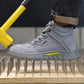 GUYISA Men's steel toe work shoes, anti-smash comfortable high-top wear-resistant safety shoes