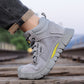 GUYISA Men's steel toe work shoes, anti-smash comfortable high-top wear-resistant safety shoes