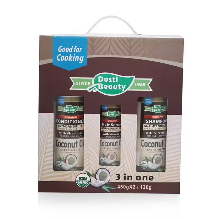 Coconut Hair Care Kit contains natural coconut extract to combat dandruff, damage and split ends