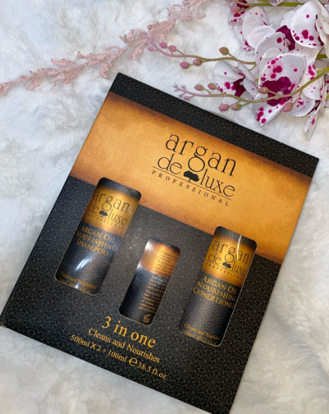 Shampoo and Conditioner Set with Argan Oil, Keratin, Vitamin B5, 3 Bottles