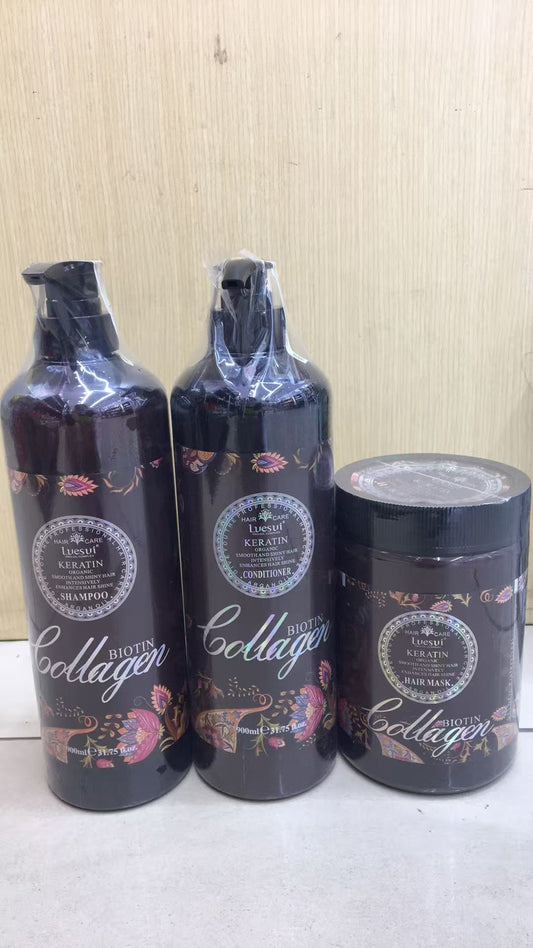 Keratin Biotin Pure Sulfate-Free Shampoo Set (3 bottles)