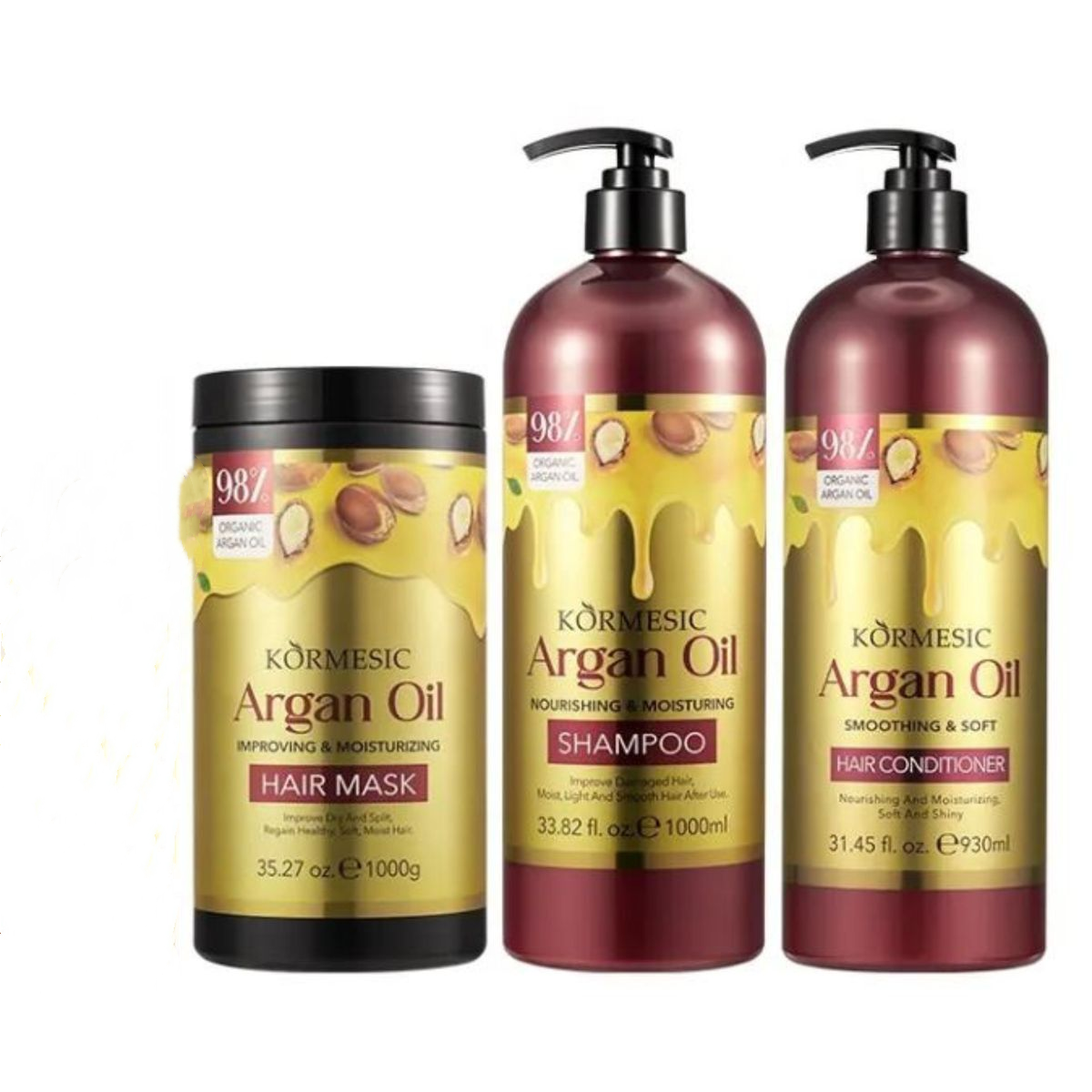 Argan Oil Shampoo, Conditioner, and Mask Combo Set