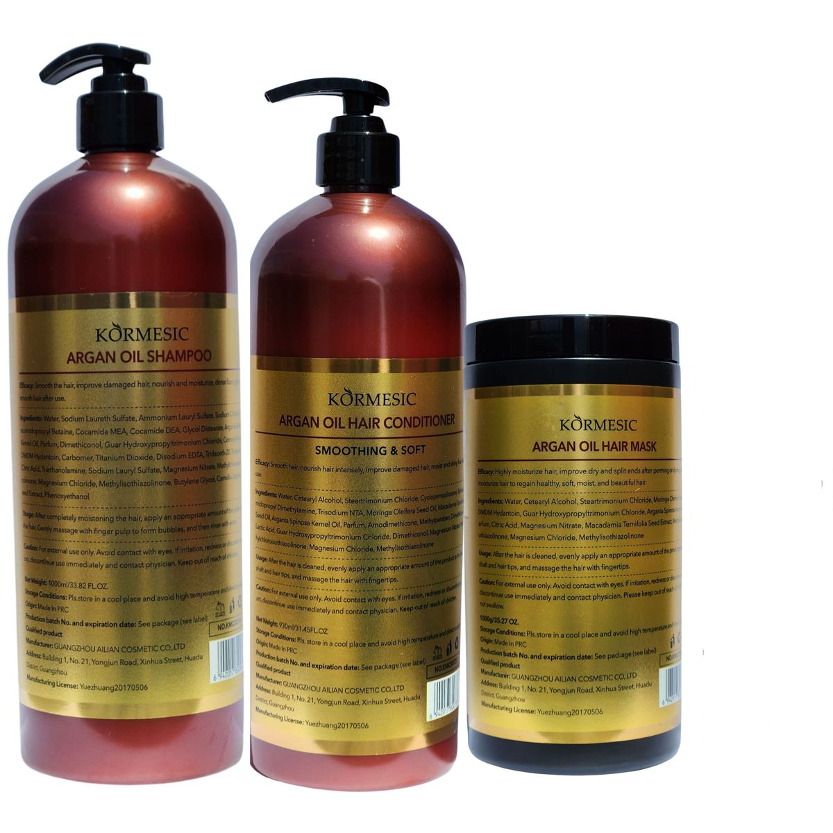 Argan Oil Shampoo, Conditioner, and Mask Combo Set