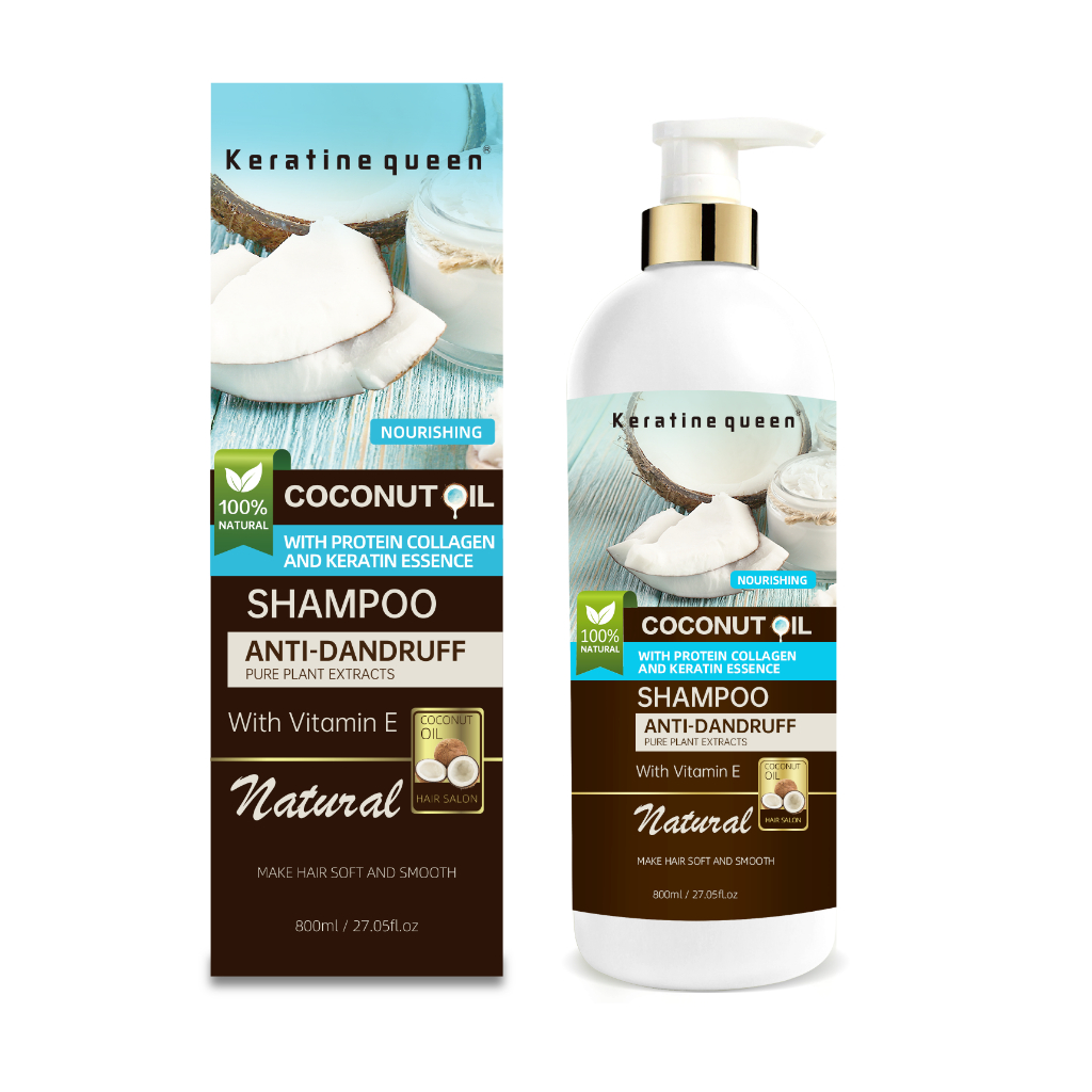 Coconut Shampoo 800ml, Anti-Dandruff with Vitamin E, Keratin Extract and Collagen