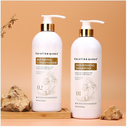 Keratin Queen Shampoo and Nourishing Softening Conditioner Set