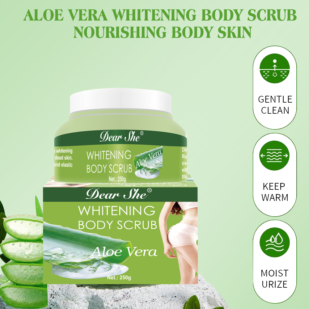 Natural plant essence aloe vera body scrub 250g whitening exfoliating nourishing moisturizing