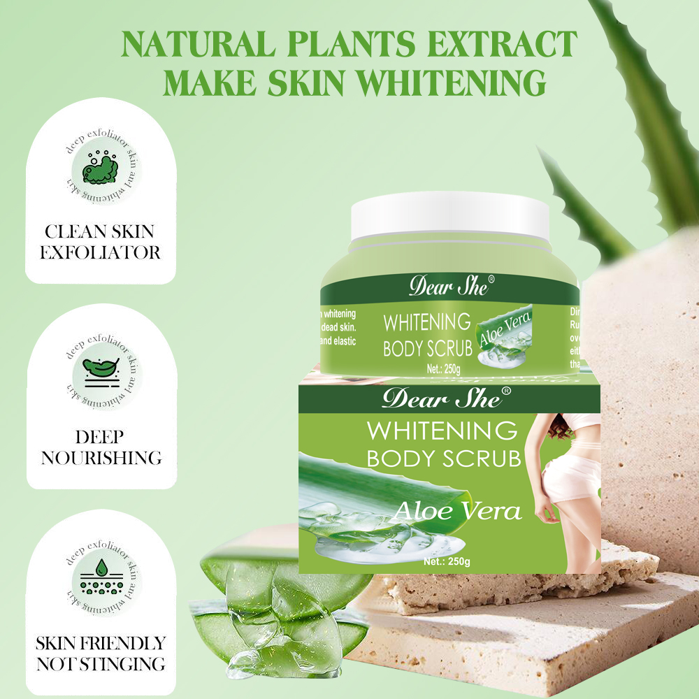 Natural plant essence aloe vera body scrub 250g whitening exfoliating nourishing moisturizing
