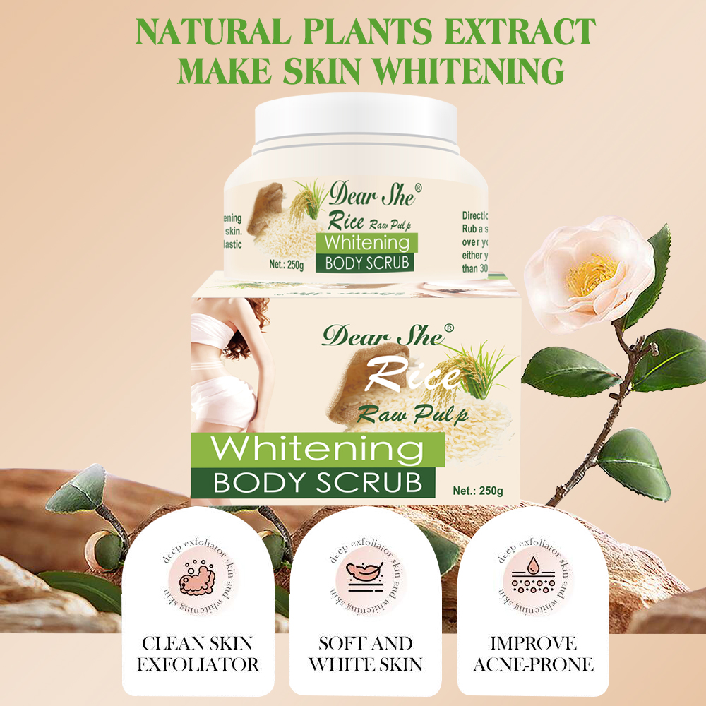 Rice pulp body scrub 250g whitening deep cleansing exfoliating dirt nourishing moisturizing