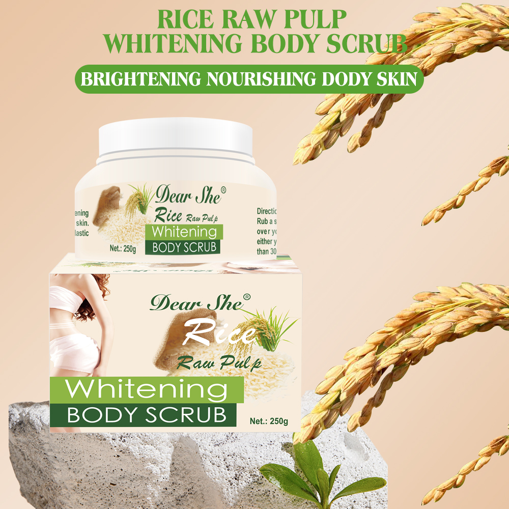 Rice pulp body scrub 250g whitening deep cleansing exfoliating dirt nourishing moisturizing