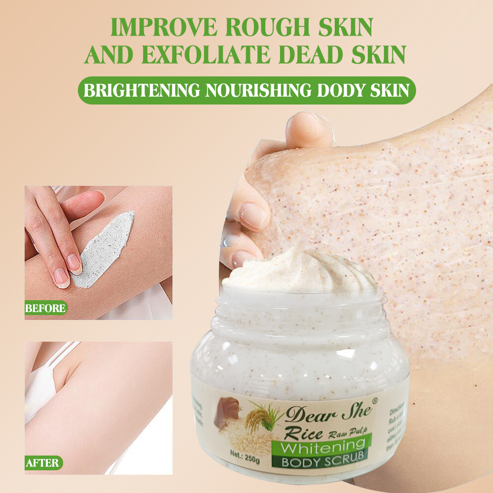 Rice pulp body scrub 250g whitening deep cleansing exfoliating dirt nourishing moisturizing