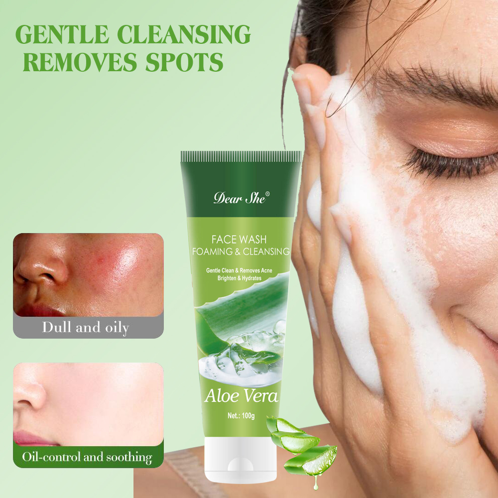 Natural plant aloe vera foam cleanser acne-fighting, brightening and moisturizing cleanser 100g