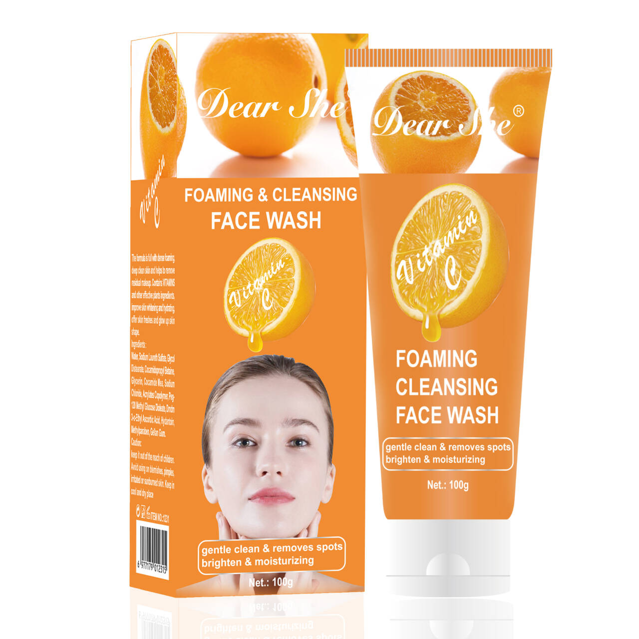 Vitamin C Foaming Cleanser for Brightening, Moisturizing and Anti-Blemish Facial Skin 100g