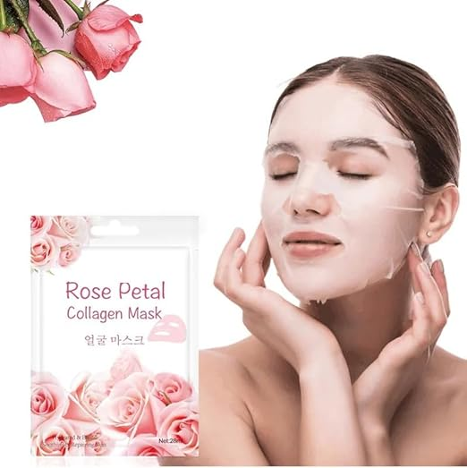 Rose Collagen Hydrating, Rejuvenating, Soothing and Repairing Mask, 1 Sheet