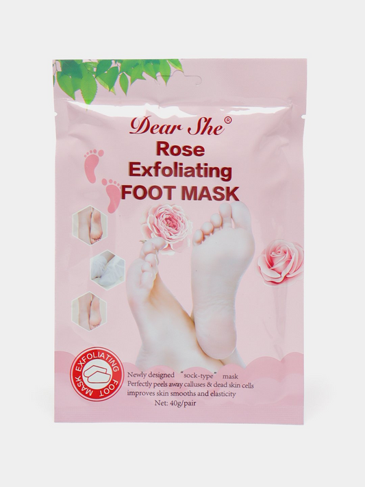 Rose Exfoliating Brightening Moisturizing Foot Mask, 1 pair