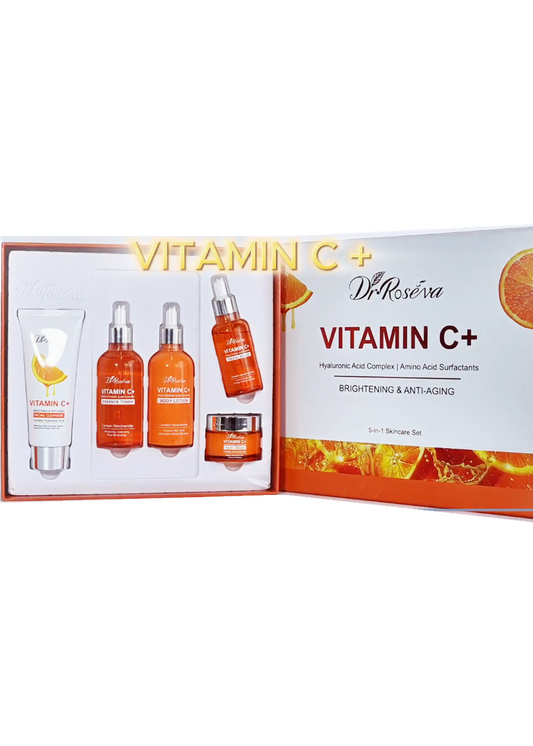 Vitamin C + Hyaluronic Acid Complex, Amino Acids, Brightening and Anti-Aging, Face 5-in-1 Skincare Set